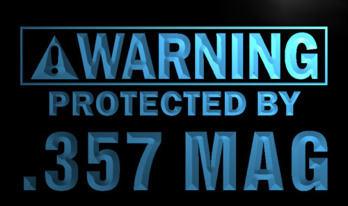 Warning Protected by .357 Mag Gun Neon Sign